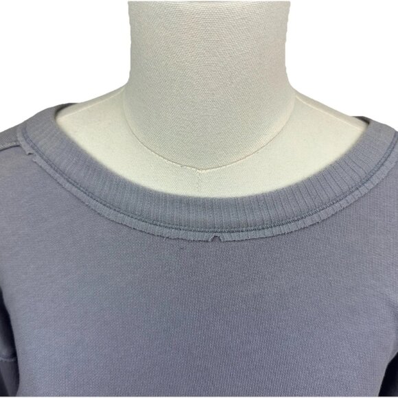 PILCRO Anthropologie Open Tie Back Cotton Sweatshirt Lavender Gray XL Distressed - Picture 5 of 15